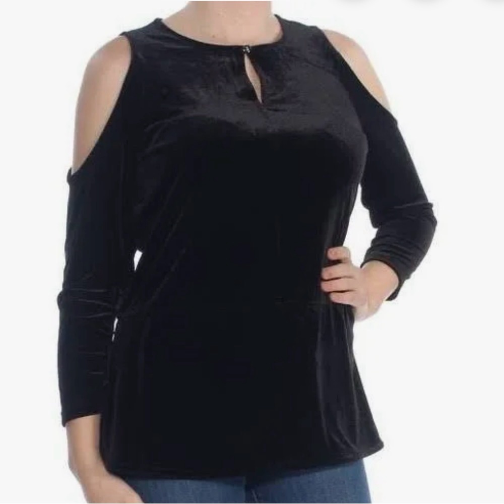 Lauren Ralph Lauren Black velvet Cold Shoulder Top US 1X, NWTs